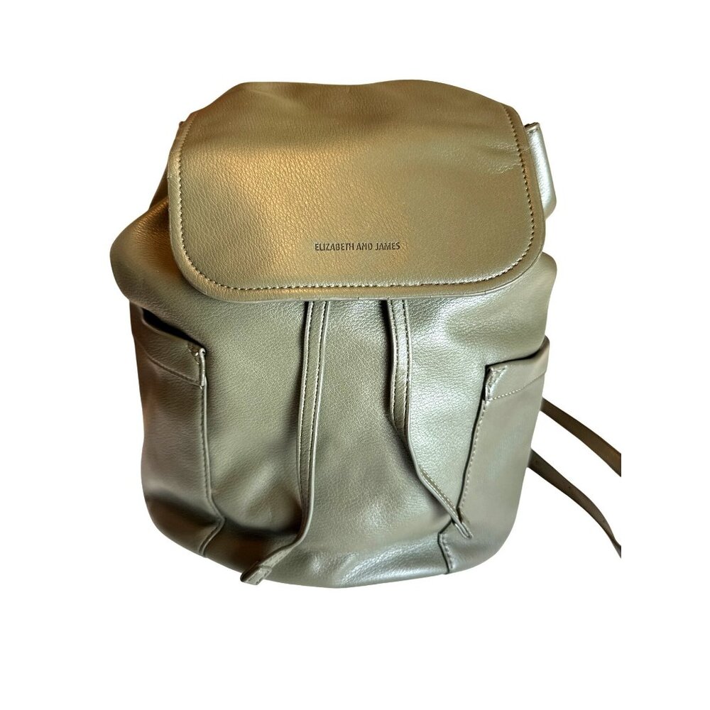 Elizabeth And James Olive Faux Leather Backpack Drawstring Bucket Bag Urban Chic